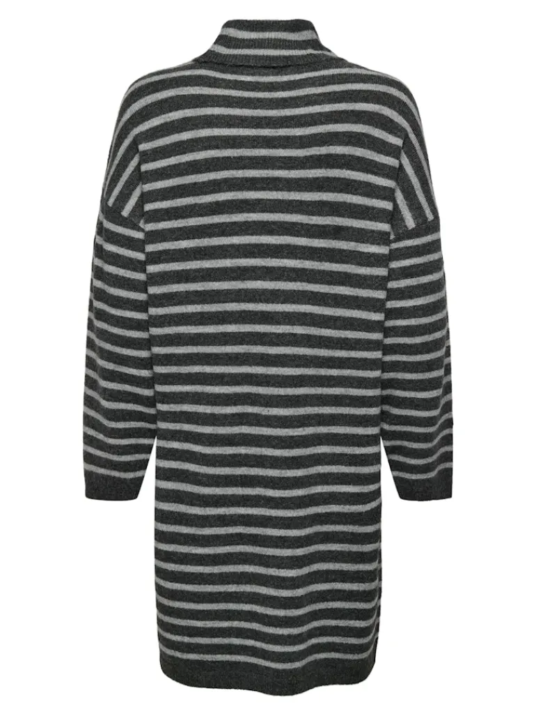 ONLTALIO LS STRIPE ROLLNECK DRESS BF KNT dark grey melange