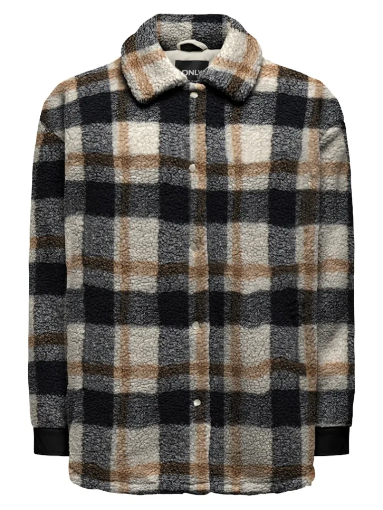 ONLTANJA CALISTA CHECK TEDDY JACKET OTW birch