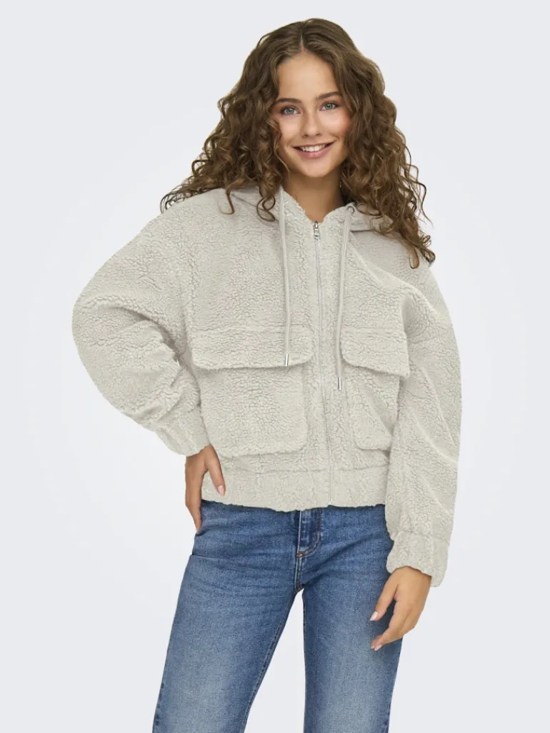 ONLTANJA TEDDY HOOD JACKET OTW NOOS pumice stone