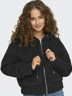 ONLTANJA TEDDY HOOD JACKET OTW NOOS black