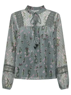 ONLTESSA ELIZA LS TOP WVN balsam green