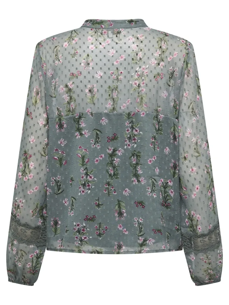 ONLTESSA ELIZA LS TOP WVN balsam green