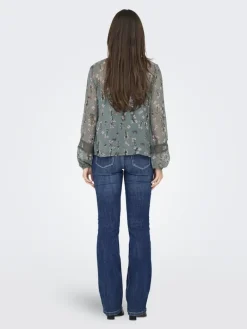 ONLTESSA ELIZA LS TOP WVN balsam green