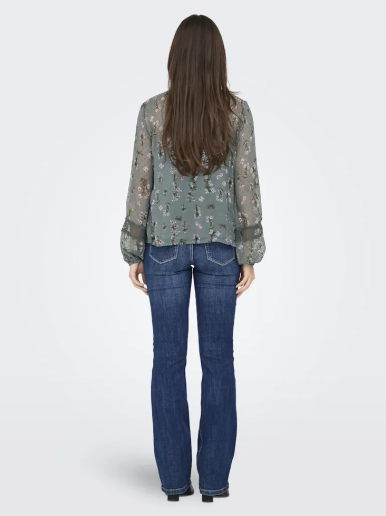 ONLTESSA ELIZA LS TOP WVN balsam green