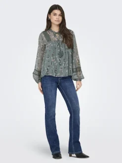 ONLTESSA ELIZA LS TOP WVN balsam green