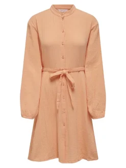 ONLTHYRA LS BUTTON BELT DRESS WVN CS orange chiffon