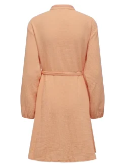 ONLTHYRA LS BUTTON BELT DRESS WVN CS orange chiffon