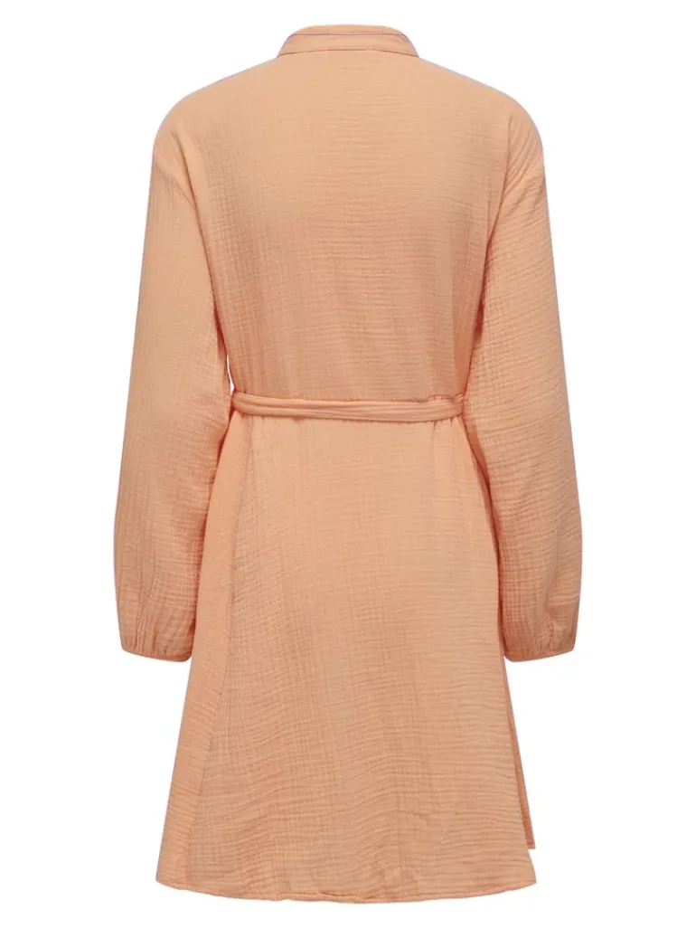 ONLTHYRA LS BUTTON BELT DRESS WVN CS orange chiffon