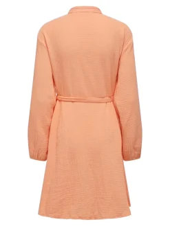 ONLTHYRA LS BUTTON BELT DRESS WVN CS orange chiffon