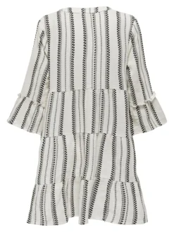 ONLTHYRA PEPLON DRESS AOP WVN cloud dancer