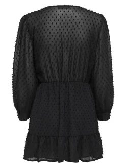 ONLTIVA L/S DOBBY WRAP DRESS NOOS WVN black