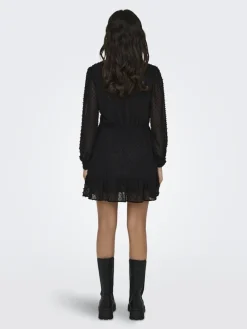 ONLTIVA L/S DOBBY WRAP DRESS NOOS WVN black
