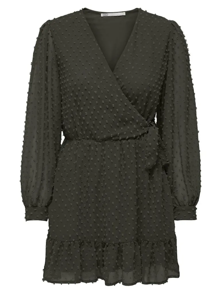 ONLTIVA L/S DOBBY WRAP DRESS NOOS WVN rosin