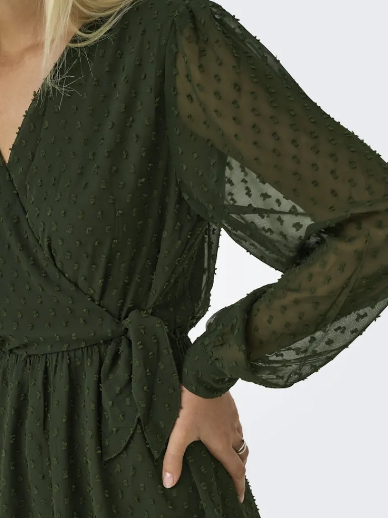 ONLTIVA L/S DOBBY WRAP DRESS NOOS WVN rosin