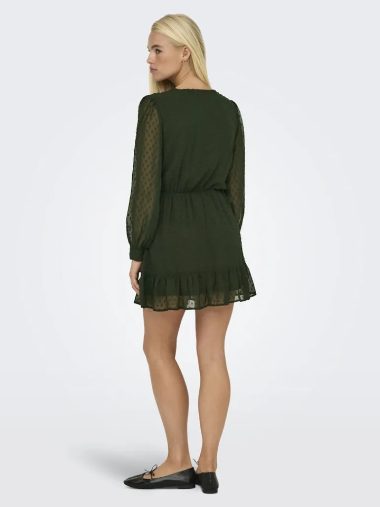 ONLTIVA L/S DOBBY WRAP DRESS NOOS WVN rosin