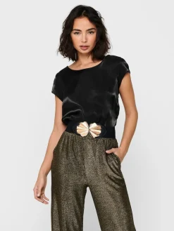 ONLVIC SS SHIMMER TOP NOOS WVN black