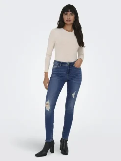 ONLWAUW MID SK DESTROY DNM BJ209 dark blue denim