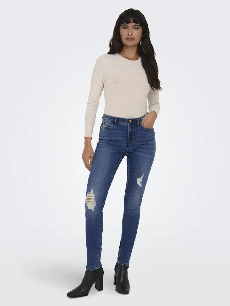 ONLWAUW MID SK DESTROY DNM BJ209 dark blue denim