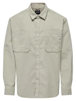 ONSALP 2PKT WASHD CORD LS SHIRT OTL silver lining