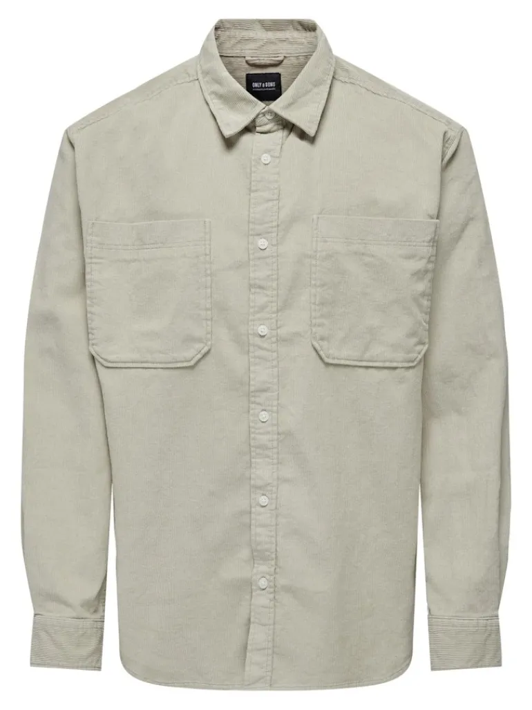 ONSALP 2PKT WASHD CORD LS SHIRT OTL silver lining