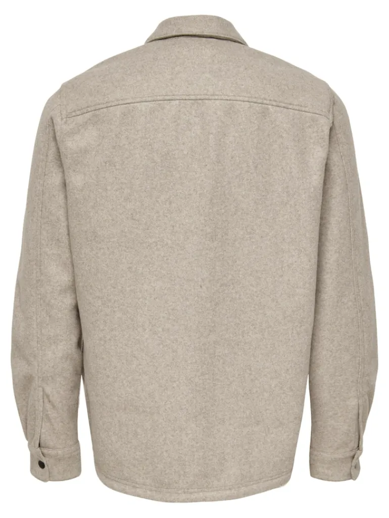 ONSASH OVR WOOLEN LOOK PKT LS SHIRT NOOS chinchilla