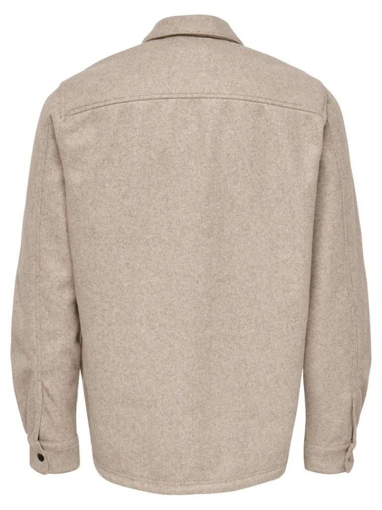 ONSASH OVR WOOLEN LOOK PKT LS SHIRT NOOS chinchilla