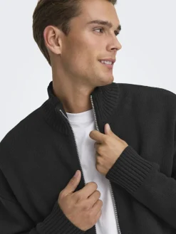 ONSBLAKE DS HIGH NECK CARDIGAN KNIT NOOS black