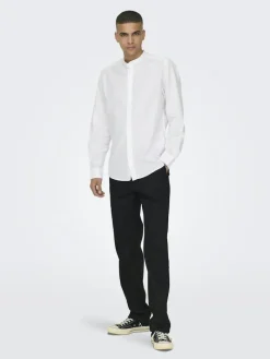 ONSCAIDEN LIFE LS LINEN BLEND MAO NOOS white