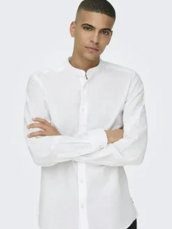 ONSCAIDEN LIFE LS LINEN BLEND MAO NOOS white
