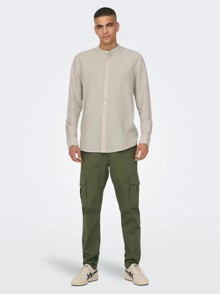 ONSCAIDEN LIFE LS LINEN BLEND MAO NOOS chinchilla