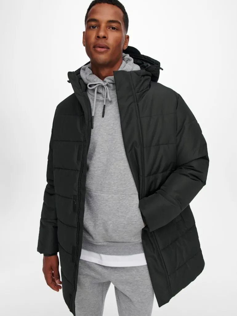 ONSCARL LIFE LONG QUILTED COAT OTW NOOS black