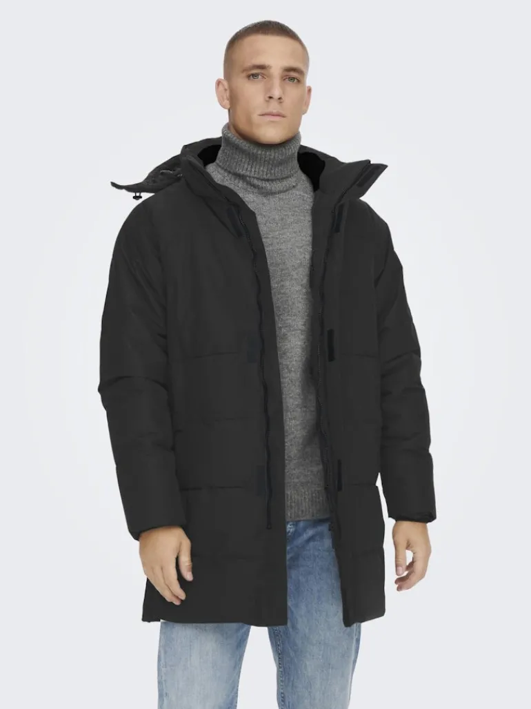 ONSCARL LIFE LONG QUILTED COAT OTW NOOS black