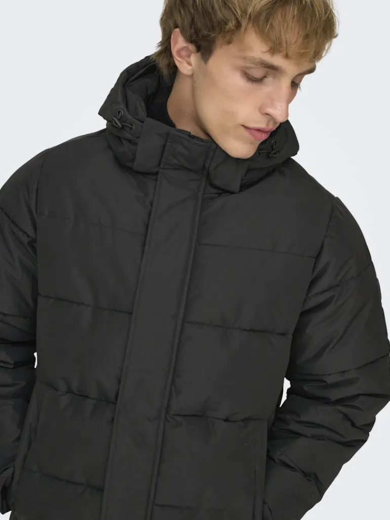 ONSCARL LIFE LONG QUILTED COAT OTW NOOS black