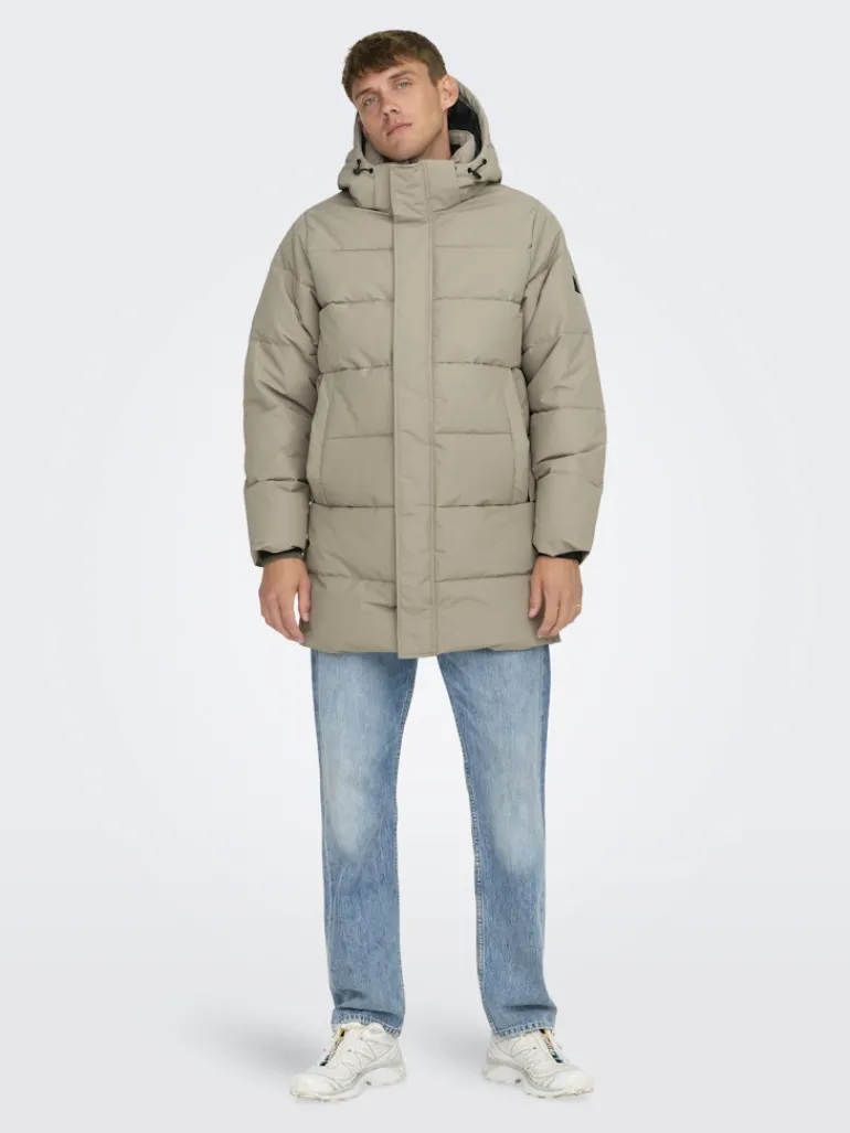ONSCARL LIFE LONG QUILTED COAT OTW NOOS desert taupe