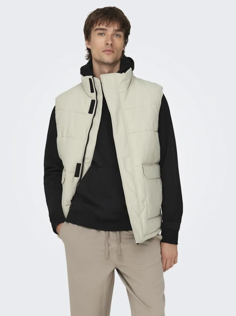 ONSCARL LIFE QUILTED VEST OTW silver lining