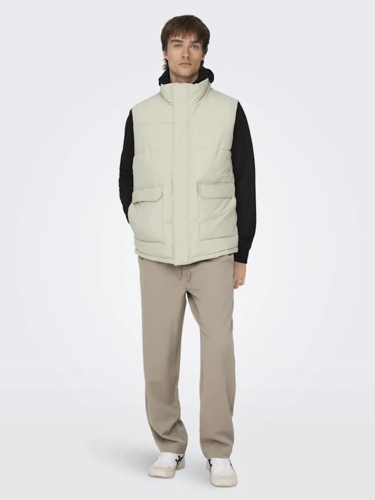 ONSCARL LIFE QUILTED VEST OTW silver lining
