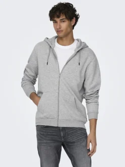 ONSCERES ZIP THR. HOODIE SWEAT NOOS light grey melange