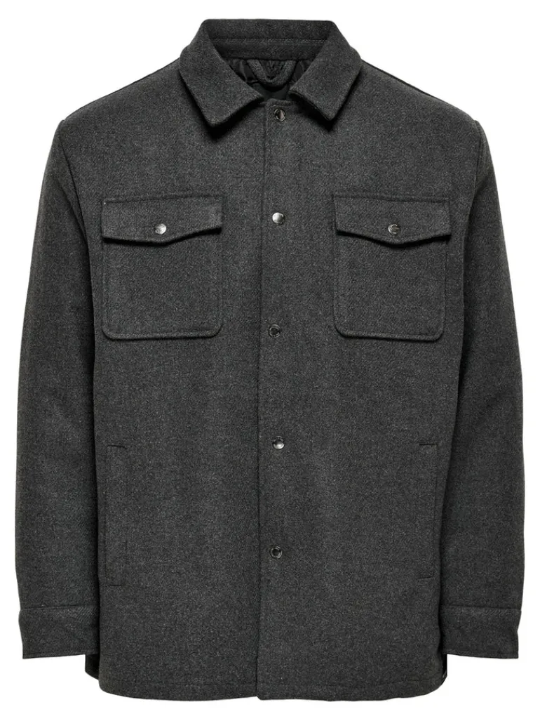 ONSCREED LOOSE WOOL JACKET OTW dark grey melange