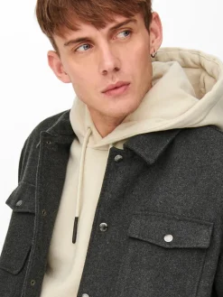 ONSCREED LOOSE WOOL JACKET OTW dark grey melange