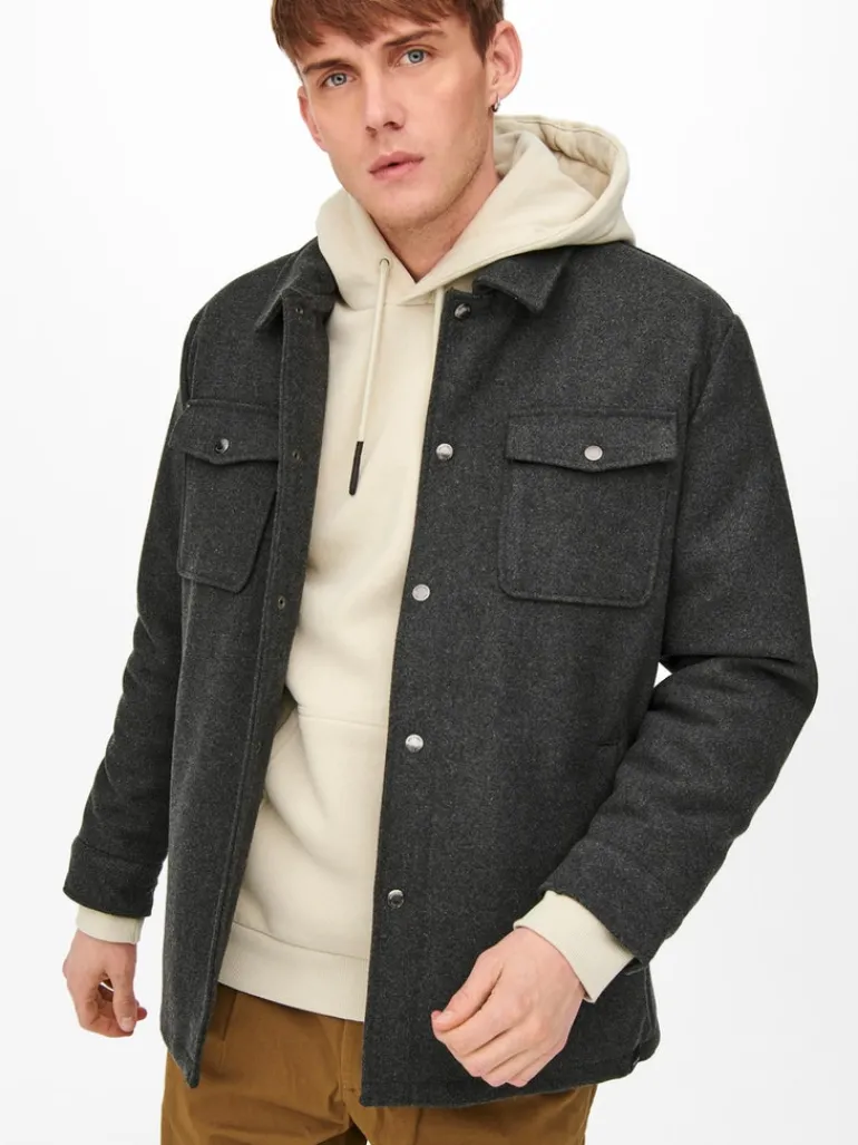ONSCREED LOOSE WOOL JACKET OTW dark grey melange