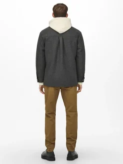 ONSCREED LOOSE WOOL JACKET OTW dark grey melange