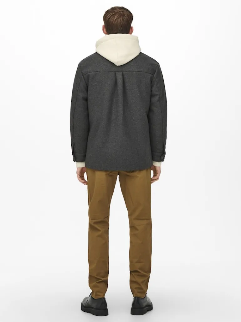 ONSCREED LOOSE WOOL JACKET OTW dark grey melange