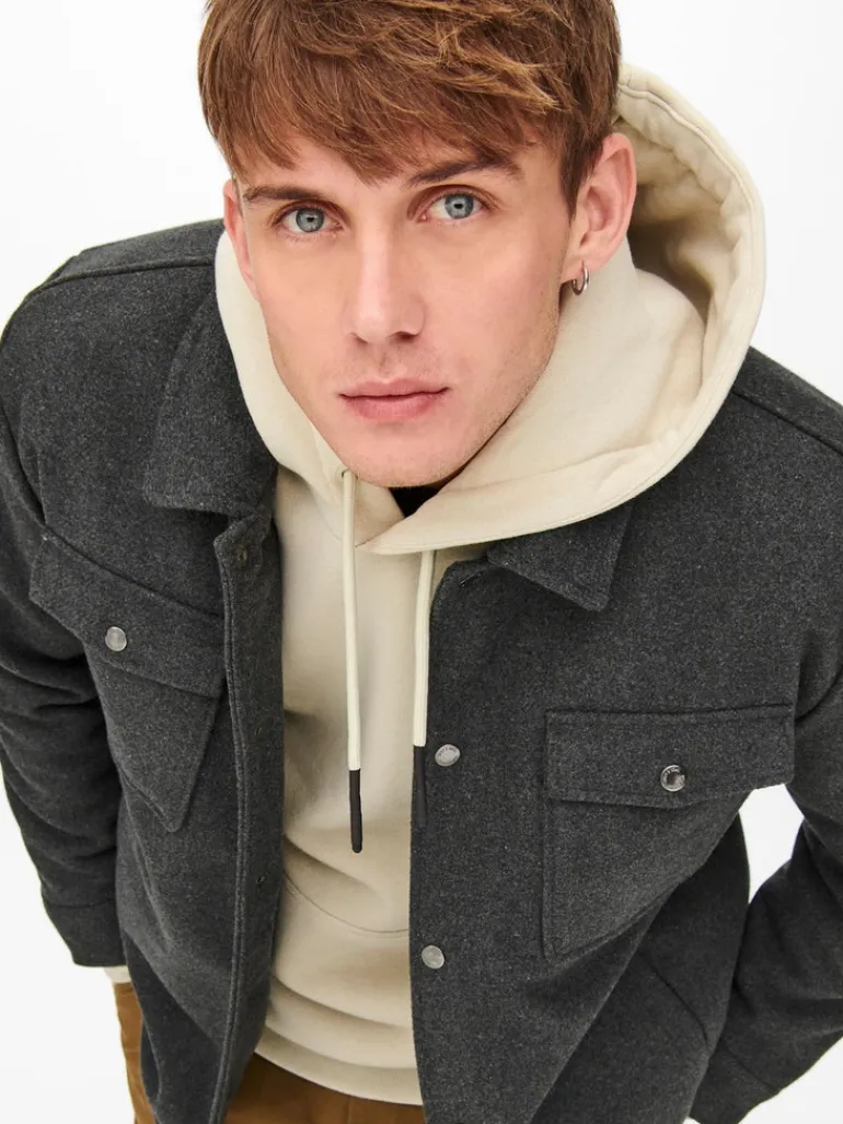 ONSCREED LOOSE WOOL JACKET OTW dark grey melange