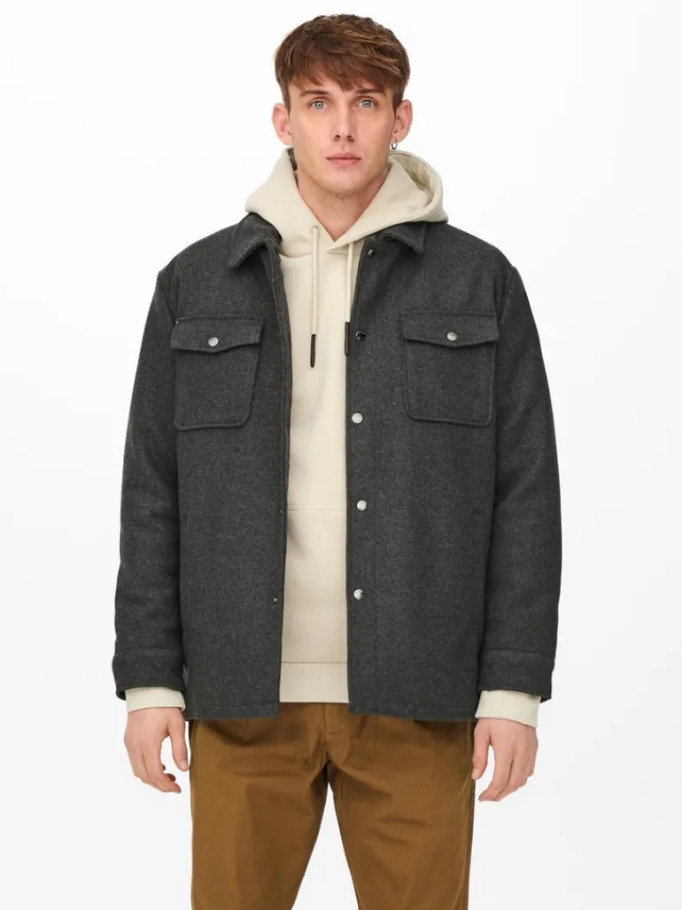 ONSCREED LOOSE WOOL JACKET OTW dark grey melange