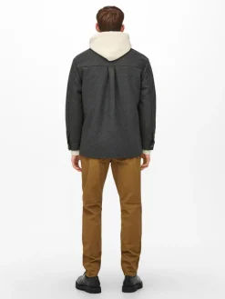 ONSCREED LOOSE WOOL JACKET OTW dark grey melange