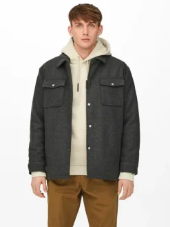 ONSCREED LOOSE WOOL JACKET OTW dark grey melange