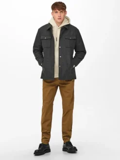 ONSCREED LOOSE WOOL JACKET OTW dark grey melange