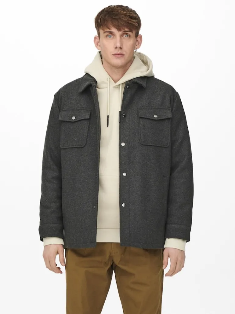 ONSCREED LOOSE WOOL JACKET OTW dark grey melange