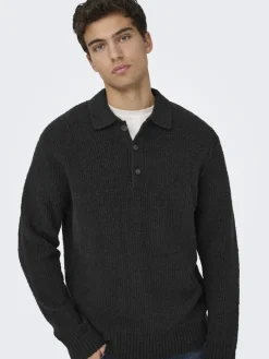 ONSDALE RLX LS POLO KNIT NOOS black