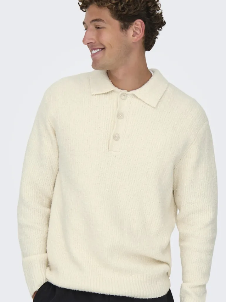 ONSDALE RLX LS POLO KNIT NOOS gardenia